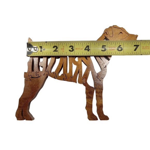 Jack Russel Terrier Wooden Puzzle Scroll Jigsaw Figurine USA Signed By Maker - Picture 5 of 5